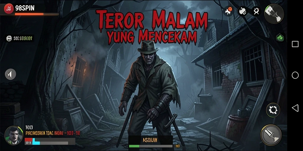 Gameplay mencekam di malam hari dalam 98SPIN dengan suasana Horror.