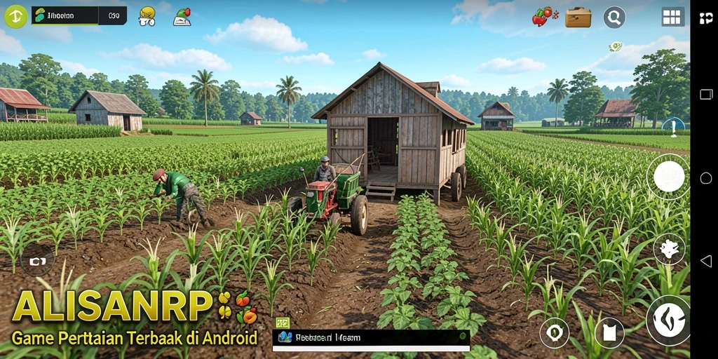 Screenshot gameplay ALISANRP yang menampilkan aktivitas menanam dan memanen.