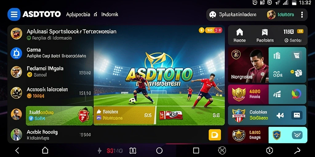 Tampilan aplikasi ASDTOTO yang menampilkan opsi taruhan Sportsbook.