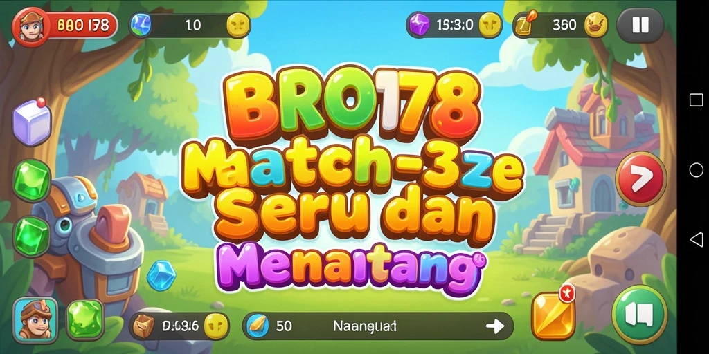 Tampilan gameplay yang menarik dari BRO178, mencocokkan elemen Match-3.