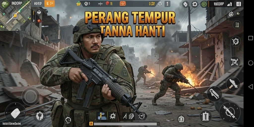 Tangkapan layar yang menunjukkan aksi gameplay epik dalam INDORP.