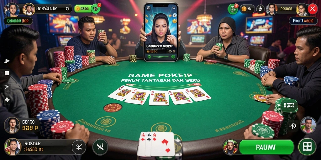 Screenshot gameplay RAKYATJP yang menampilkan aksi Poker yang mendebarkan.